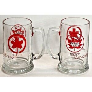 Trans Canada Air Lines Vintage TCA Glass Beer Mug Steins Air Canada 1937-1977